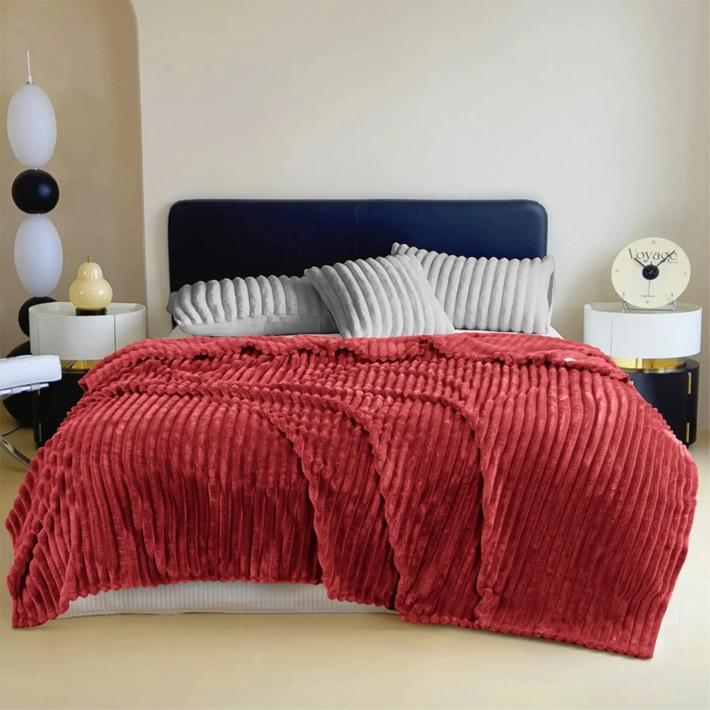 GentleSoft Cozy Blanket-Patio Furniture Decor | Classic Stripe Pattern | Ideal for Bed | Couch | Travel | Camping | All Seasons | Home Bedroom Decor