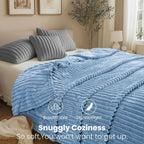GentleSoft Cozy Blanket-Patio Furniture Decor | Classic Stripe Pattern | Ideal for Bed | Couch | Travel | Camping | All Seasons | Home Bedroom Decor