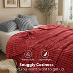 GentleSoft Cozy Blanket-Patio Furniture Decor | Classic Stripe Pattern | Ideal for Bed | Couch | Travel | Camping | All Seasons | Home Bedroom Decor