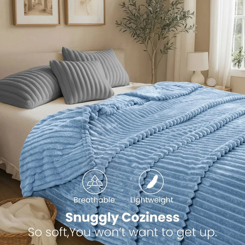 GentleSoft Cozy Bed Warmer Throw - Classic Stripe Casual Soft Blanket, Wrinkle Resistant, Breathable, Durable All-Seasons Home Textile for Couch & Bedroom Decor