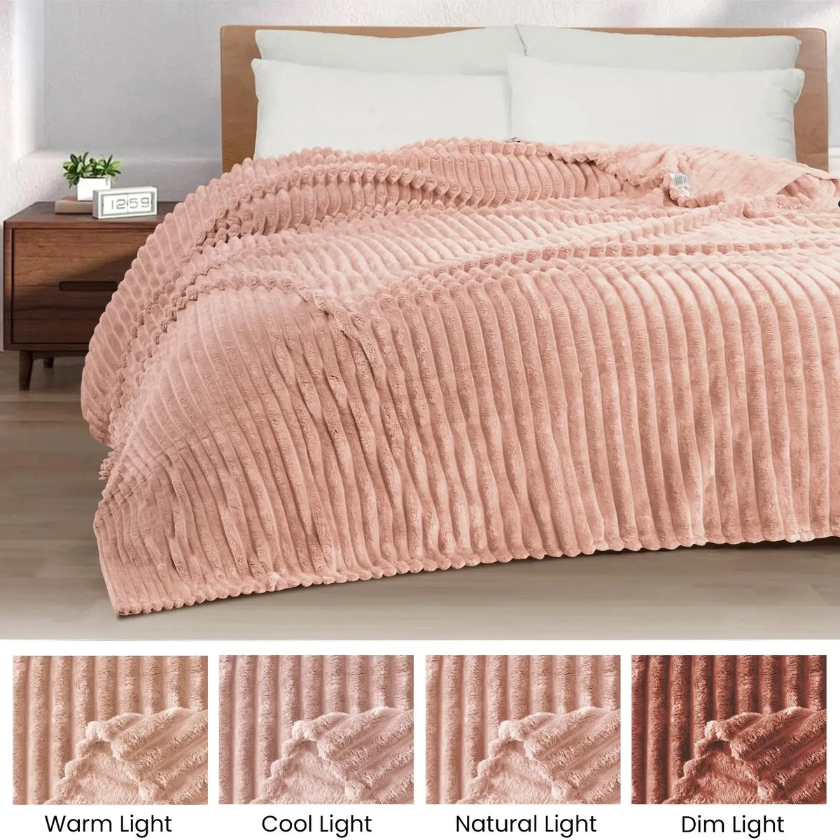 GentleSoft Cozy Blanket-Patio Furniture Decor | Classic Stripe Pattern | Ideal for Bed | Couch | Travel | Camping | All Seasons | Home Bedroom Decor