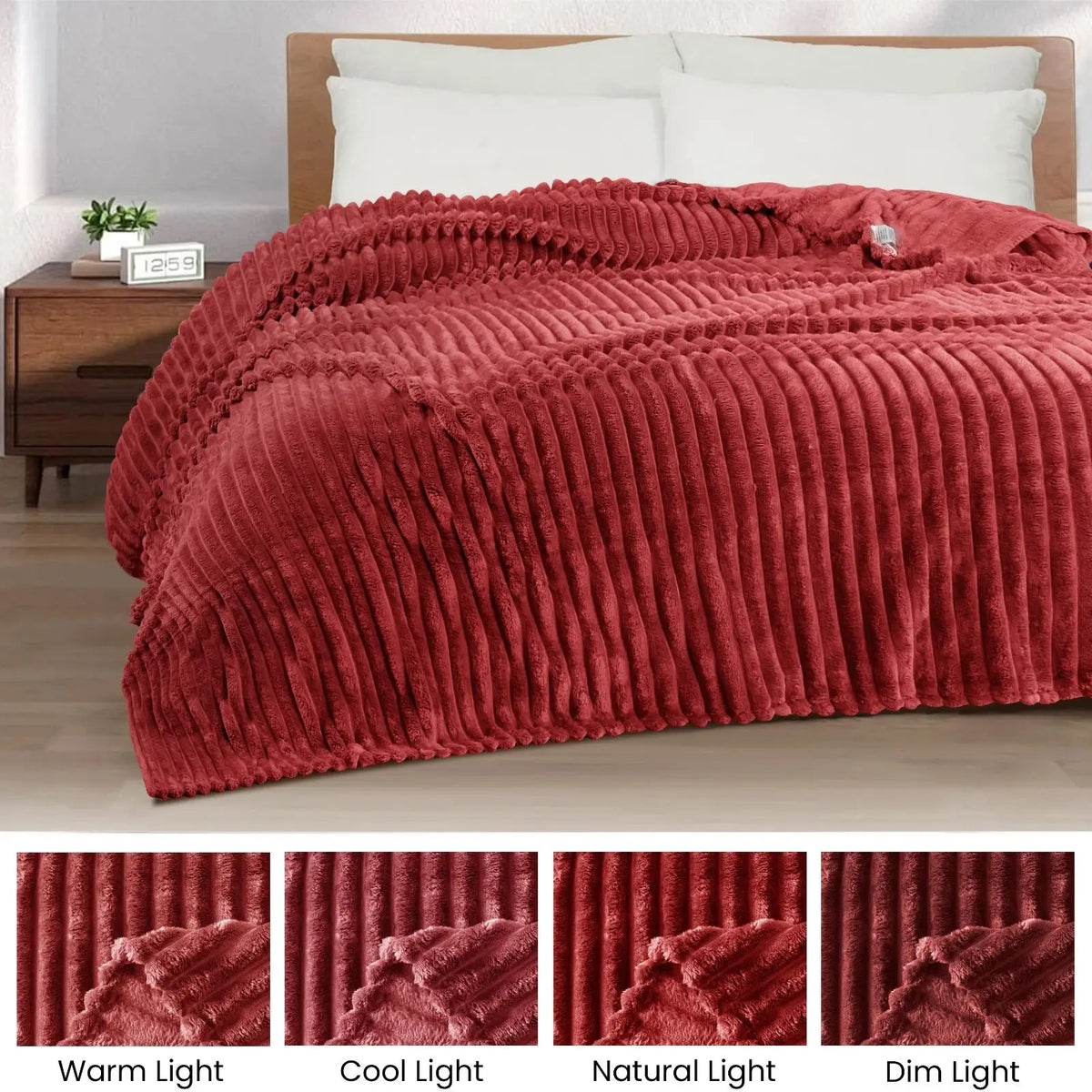 GentleSoft Cozy Blanket-Patio Furniture Decor | Classic Stripe Pattern | Ideal for Bed | Couch | Travel | Camping | All Seasons | Home Bedroom Decor