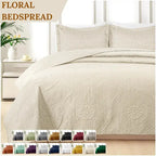 Lightweight Quilted Bedspreads – 3-Piece Oversized Bedspread with 2 Matching Pillow Shams