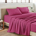 4-Piece Ultra Soft Bed Sheets Set, Wrinkle Resistant Durable Breathable Flat Weave Multi-Size Bedding with Deep Pocket Fitted Sheet (up to 16 in)