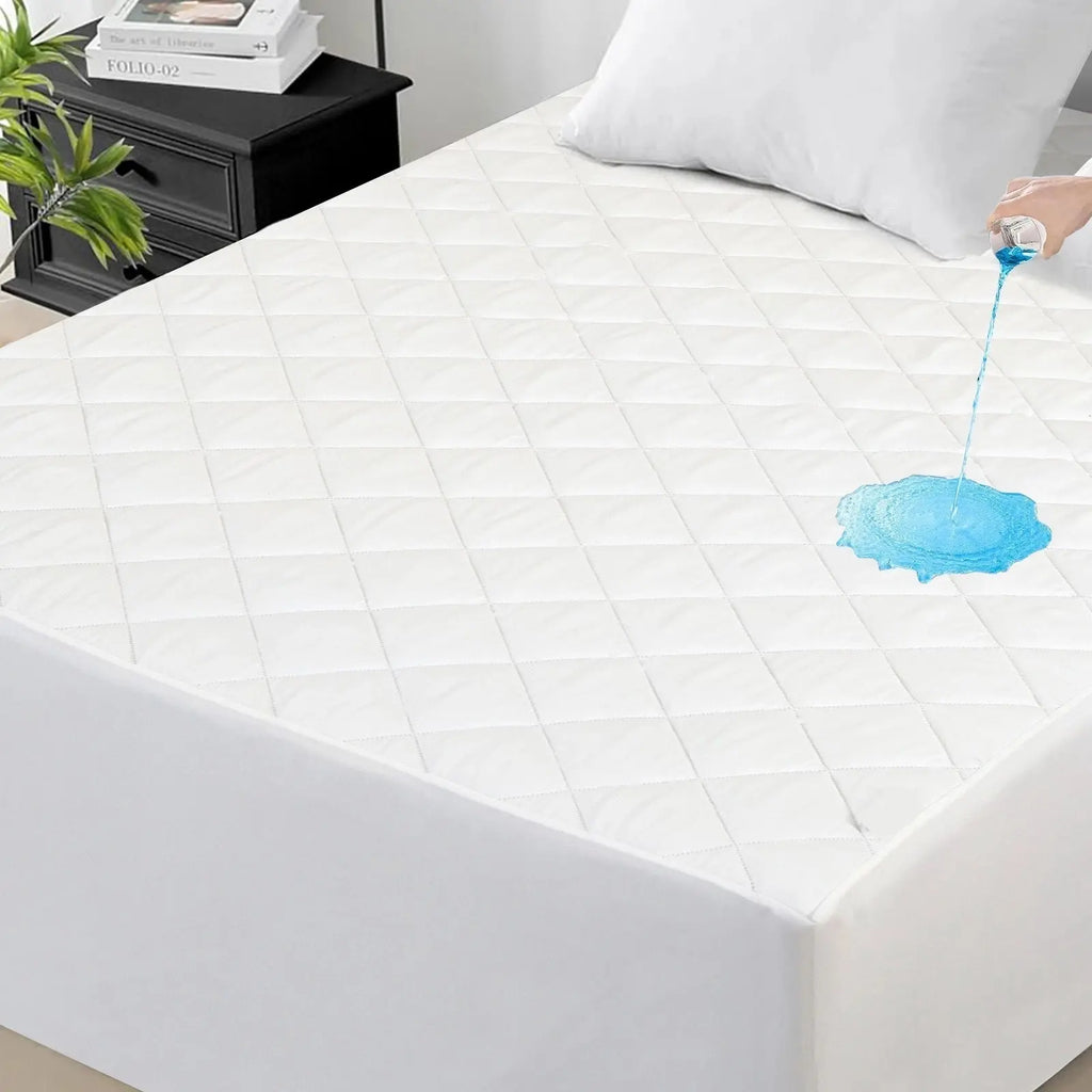 Waterproof Mattress Protector Stretchable Fitted Quilted Mattress Cover Deep Pocket up to 16in Durable Fitted Bed Cover Size Mattress Pad Covers soft and fluffy