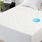 Waterproof Mattress Protector Stretchable Fitted Quilted Mattress Cover Deep Pocket up to 16in Durable Fitted Bed Cover Size Mattress Pad Covers soft and fluffy