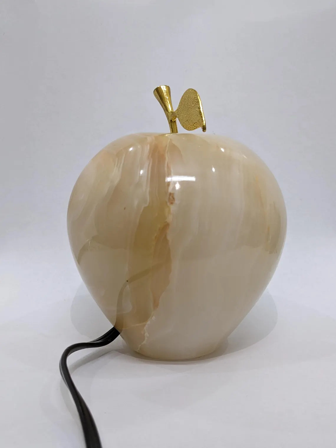 Natural Onyx Apple Lamp • Handmade Stone Desk Decor • Onyx Ornament • Teacher or Office Gift | FREE SHIPPING