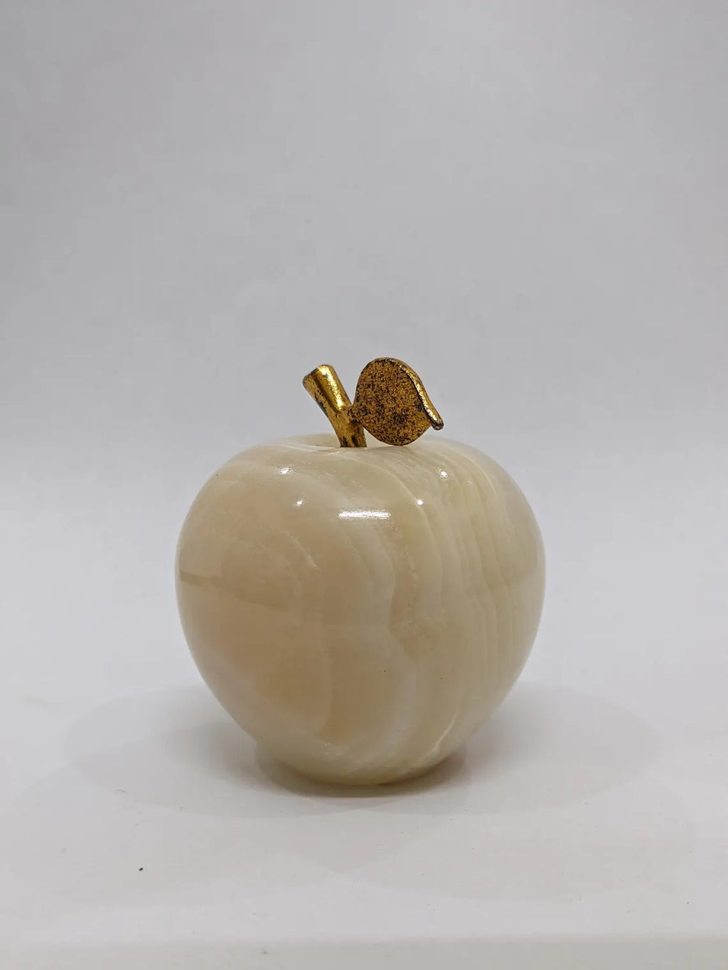 Natural White Onyx Apple • Paperweight • Handmade Stone Desk Decor • Onyx Ornament