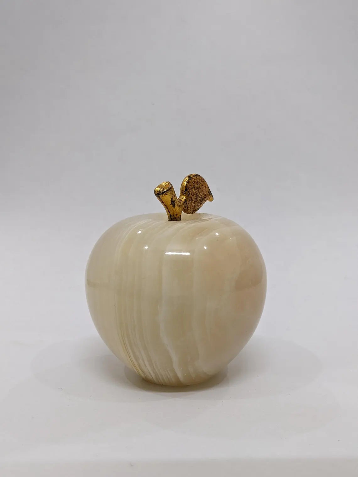 Natural White Onyx Apple • Paperweight • Handmade Stone Desk Decor • Onyx Ornament