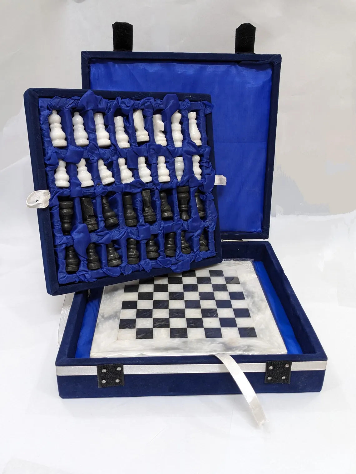 Handmade Onyx Marble Chess Set | Velvet Storage Case
