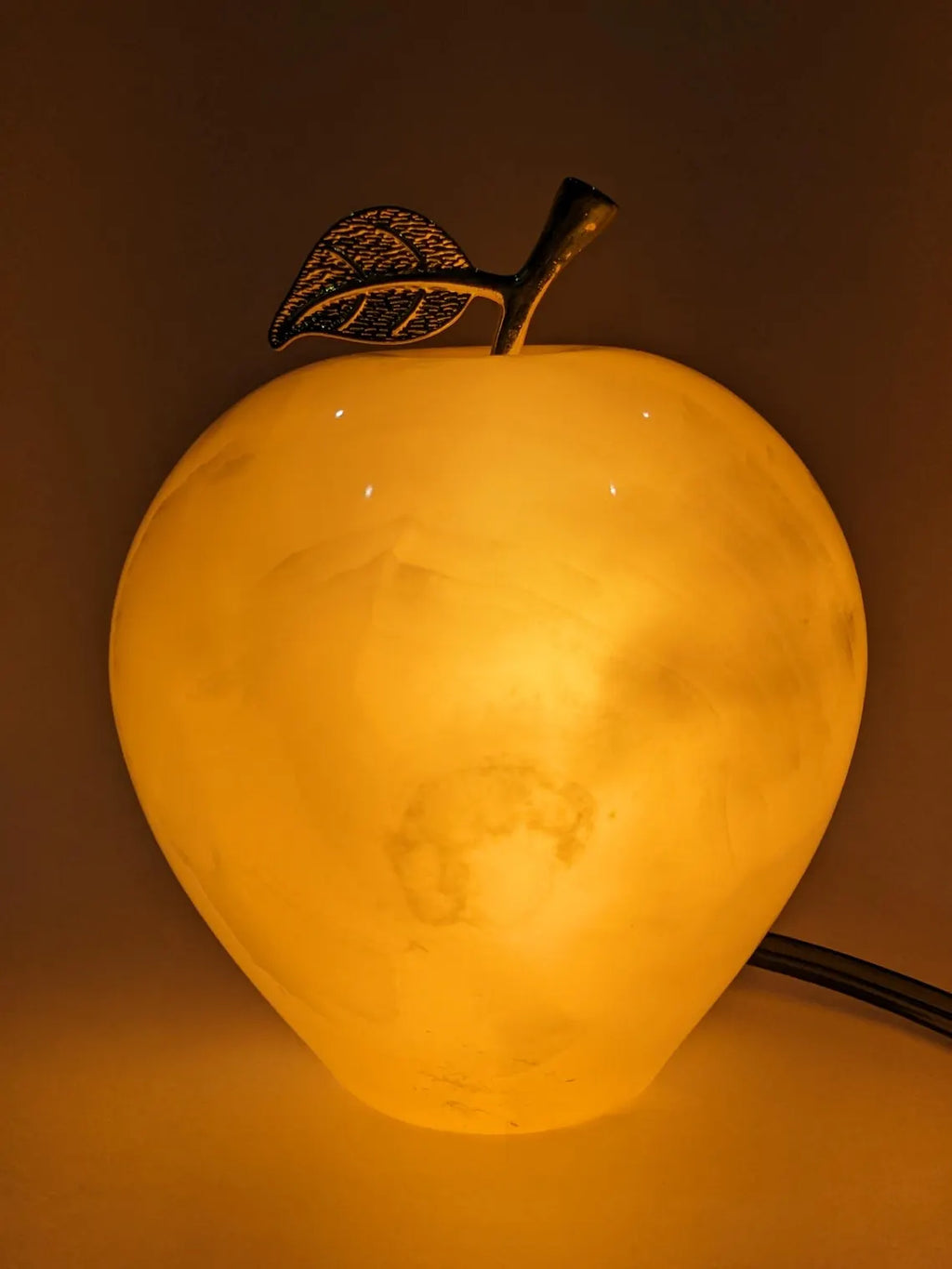 Natural Onyx Apple Lamp • Handmade Stone Desk Decor • Onyx Ornament • Teacher or Office Gift | FREE SHIPPING