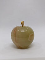 Natural Onyx Apple • Paperweight • Handmade Stone Desk Decor • Greenish Onyx Ornament