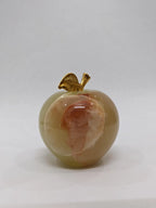 Natural Onyx Apple • Paperweight • Handmade Stone Desk Decor • Greenish Onyx Ornament