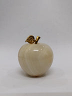 Natural White Onyx Apple • Paperweight • Handmade Stone Desk Decor • Onyx Ornament