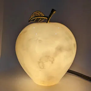 Natural Onyx Apple Lamp • Handmade Stone Desk Decor • Onyx Ornament • Teacher or Office Gift | FREE SHIPPING